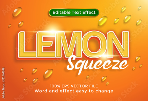 Lemon Squeeze text, 3D style text effect