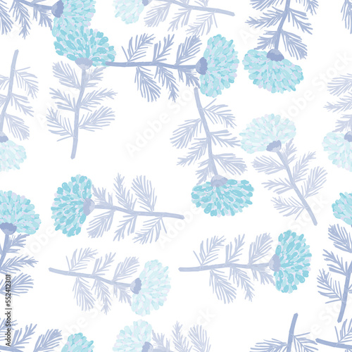 Decorative flower seamless pattern. Hand drawn herbal endless wallpaper.