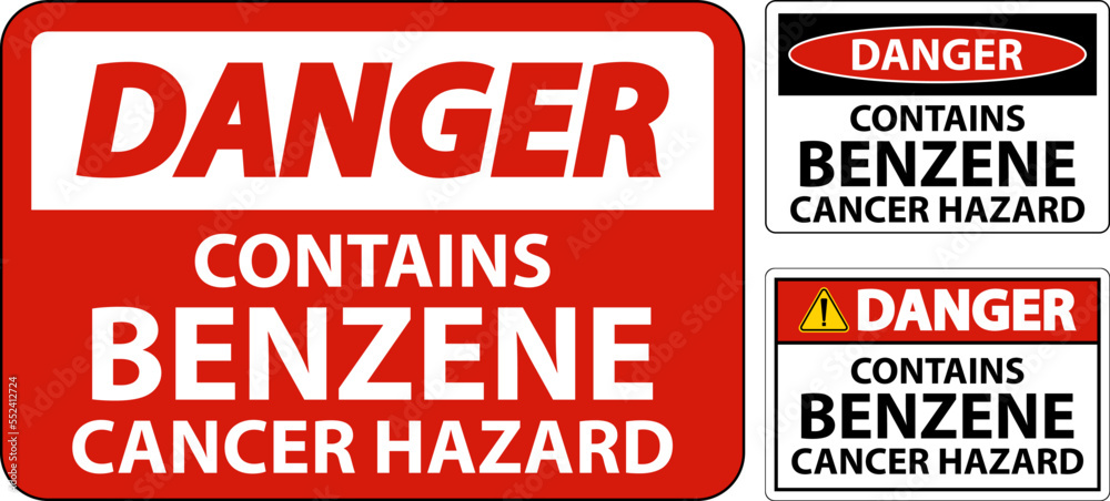 Danger Contains Benzene Sign On White Background Danger Contains Benzene Sign On White Background