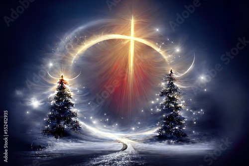 Christmas´Eve, the first of the 12 Christmas nights, Christ is being born, God´s love in this peacefull night, greetings, season, religion, illustration, digital photo