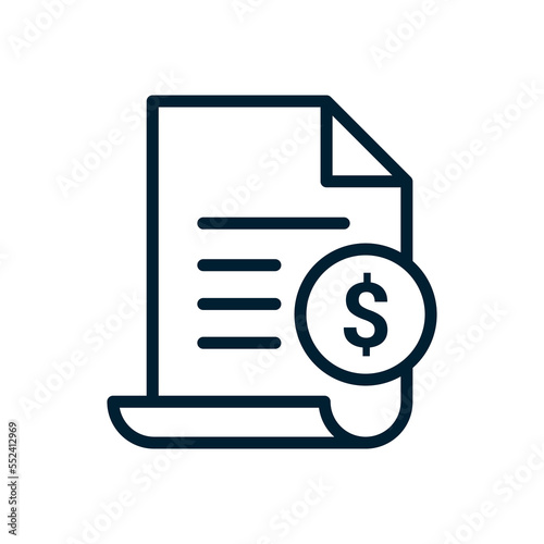 Invoice line icon. Payment and bill invoice. Order symbol concept. Tax sign design. Paper bank document icon. Vector invoice icon