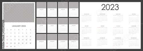 Calendar for 2023 with place for your photo