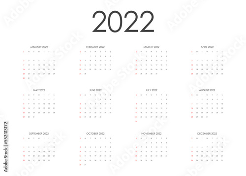 Calendar for 2022 week start sunday planner template