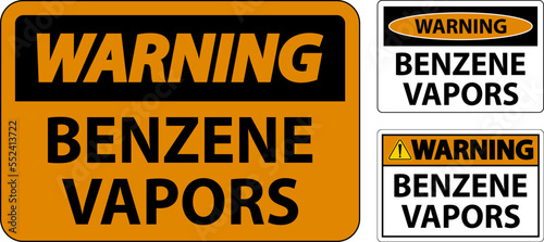 Warning Benzene Vapors Sign On White Background
