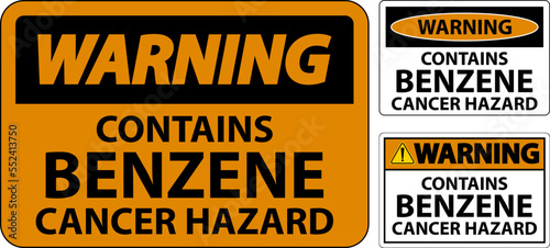 Warning Contains Benzene Sign On White Background