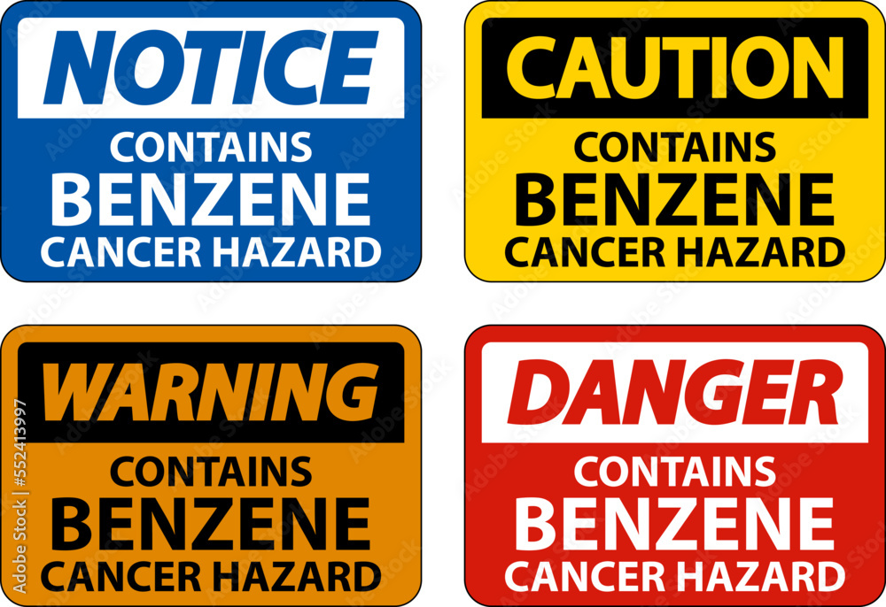 Caution Contains Benzene Sign On White Background Caution Contains Benzene Sign On White Background