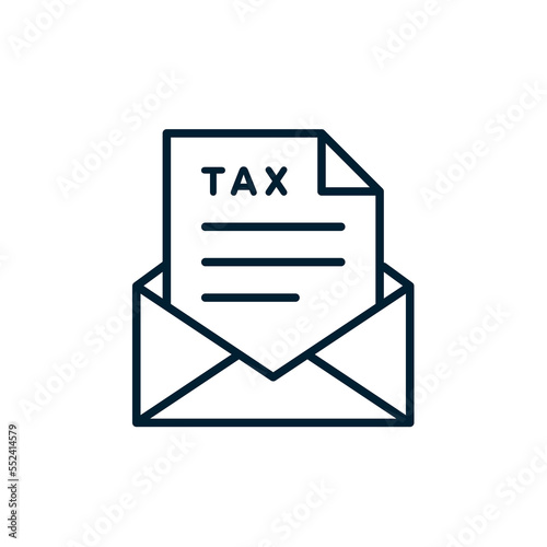 Tax return icon. Letter with Tax return paper form. Tax payment concept. Vector flat line icon