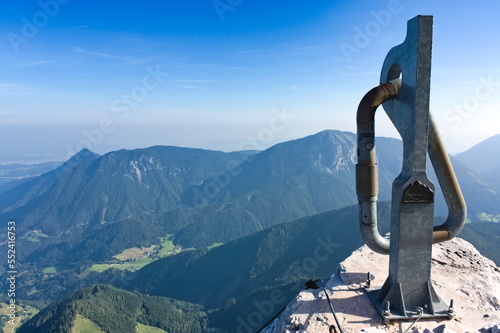 Austiran landscape image taken from the peak of Lärchenturm (CIjajnik) in southern Austria on the Slovenian border at the end of the via Ferrata route (Karavanken Alps)