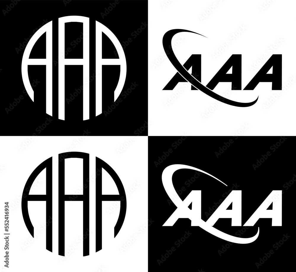 AAA letter logo design in six style. AAA polygon, circle, triangle ...