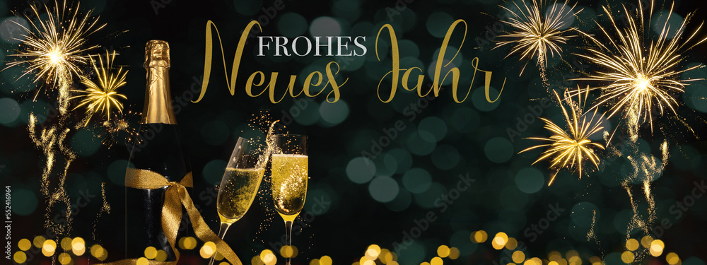 Frohes neues Jahr 2024 Silvester Neujahr Feiertag Grußkarte - Feuerwerk