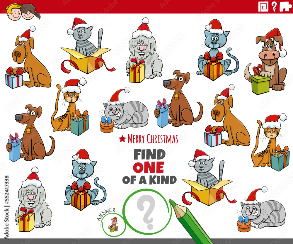 Fototapeta premium one of a kind game with pets on Christmas time