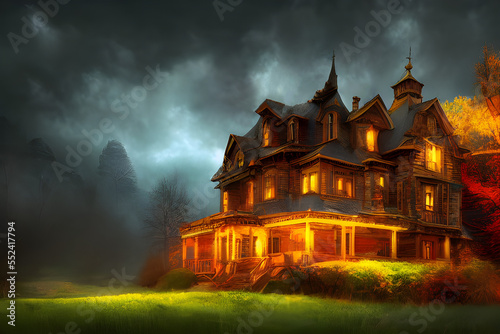 Ai Digital Illustration Haunted House