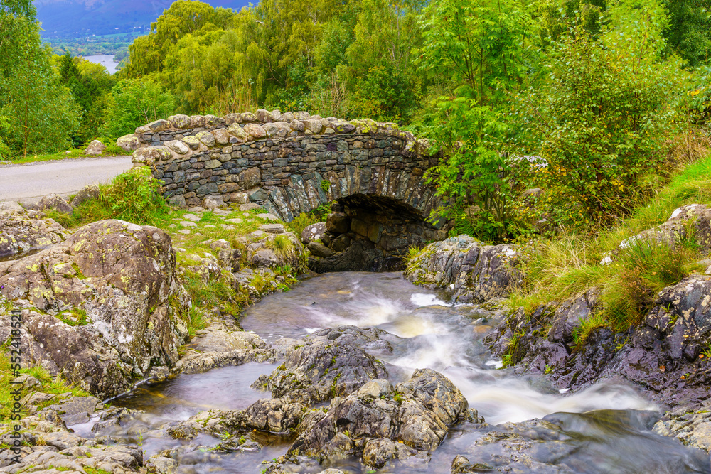 Ashness Bridge, traditional stone-built bridge, the Lake District Ashness Bridge, traditional stone-built bridge, the Lake District