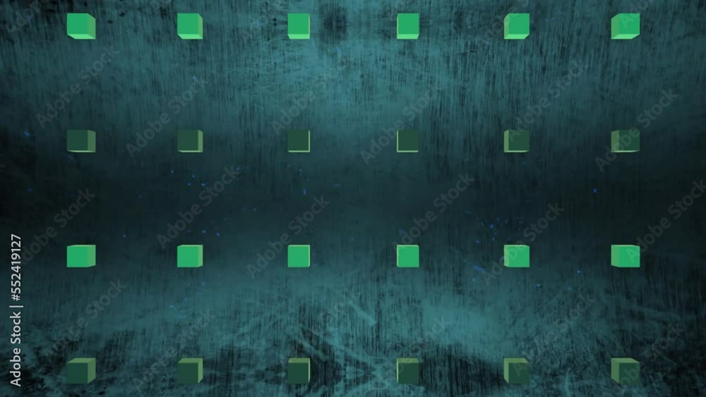 Animation of cubes over sparkles on green background Animation of cubes over sparkles on green background
