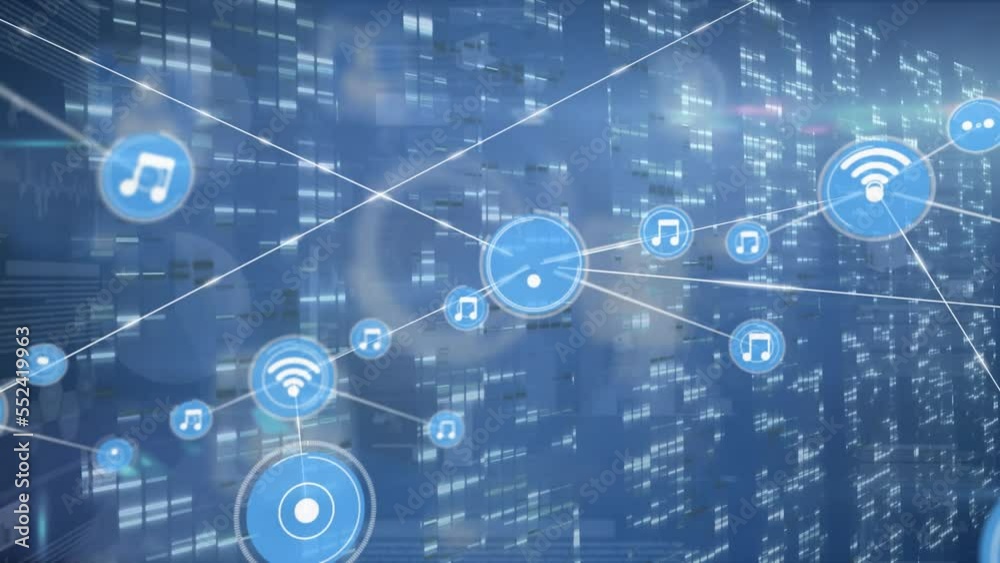 Animation of network of connections over digital data processing Animation of network of connections over digital data processing