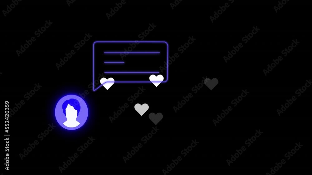 Animation of media icons over hearts Animation of media icons over hearts