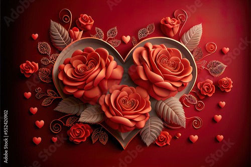 Hintergrund Herz und Rosen Illustration  f  r Valentinstag  Hochzeiten  Verlobung  Muttertag