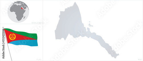 Eritrea map and flag. vector 