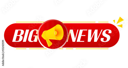 Megaphone with big news on white background. Megaphone banner. Web design. Vector