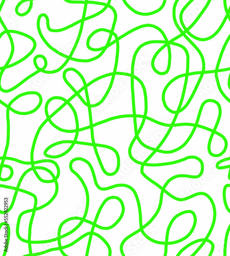 Abstract doodle drawing with green lines on a white background.Seamless pattern. 