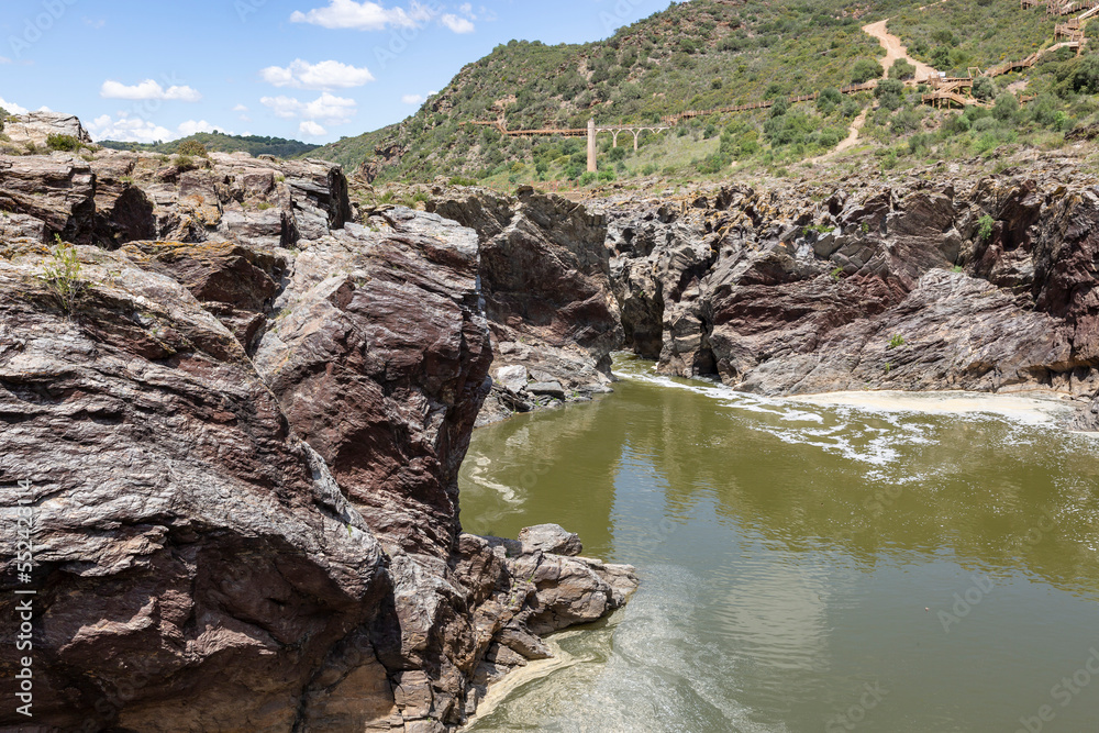calm waters after the Pulo do Lobo waterfall, Guadiana river, municipality of Mértola / Santa Maria, district of Beja, Alentejo, Portugal calm waters after the Pulo do Lobo waterfall, Guadiana river, municipality of Mértola / Santa Maria, district of Beja, Alentejo, Portugal
