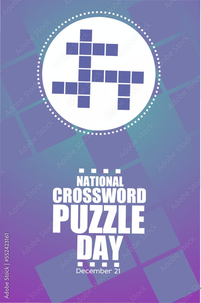 National crossword puzzle December 21 vector illustration, suitable for