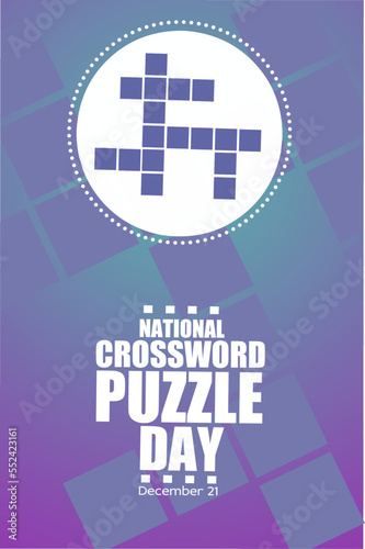 National crossword puzzle December 21 vector illustration, suitable for web banner poster or card