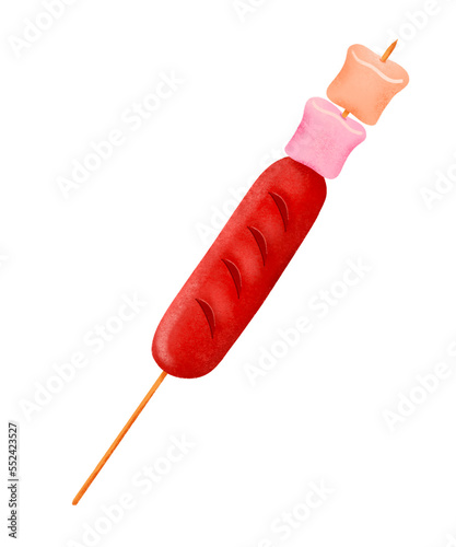 Filipino hotdog smooth warm colors marshmallow stick