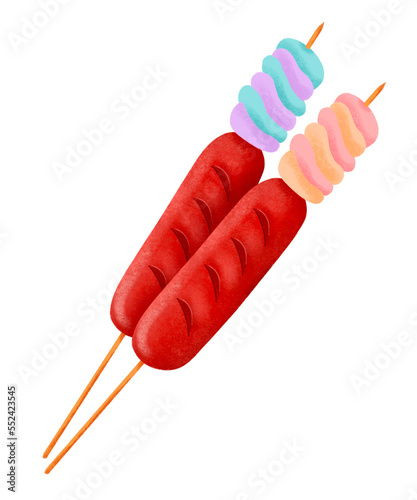 Filipino hotdog twisty marshmallow sticks