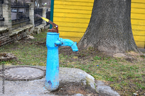 Old water intake column in countryside. photo