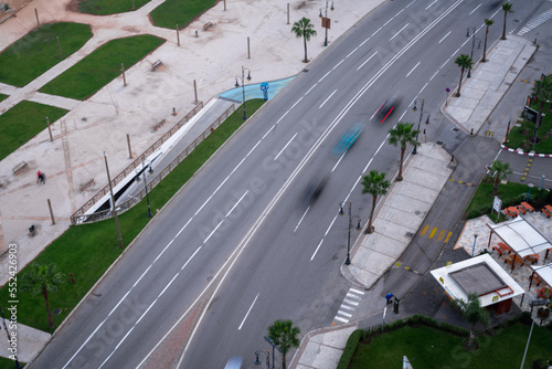 Motion blur of cars driving on the road in Morocco