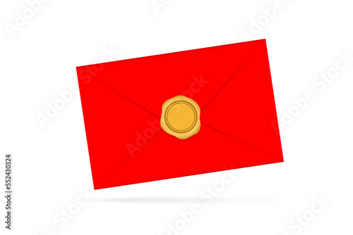 Envelope with seal. Vector of red envelope. Folded envelope mockup isolated on a white background. Red envelope with seal. Vector illustration