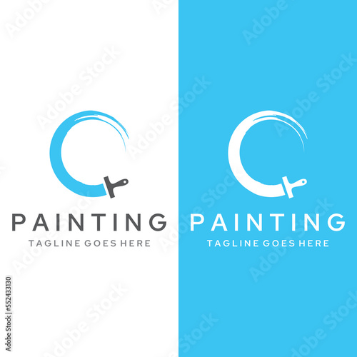 Abstract paint brush and house paint logo template creative design.With brush sign and modern brush strokes in colorful colors.Logo for business,paint company and paint shop.