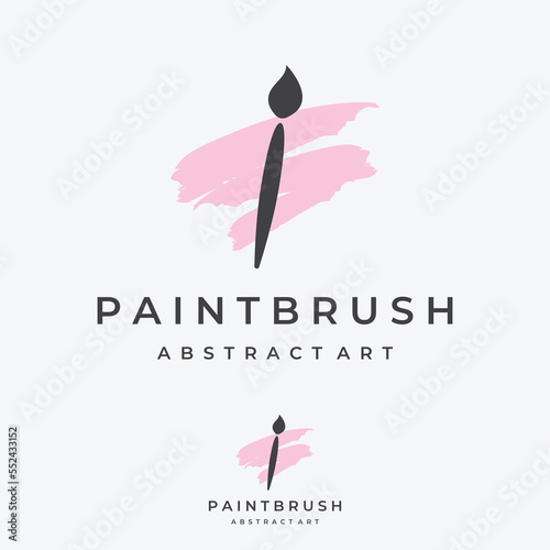 Abstract paint brush and house paint logo template creative design.With brush sign and modern brush strokes in colorful colors.Logo for business,paint company and paint shop.