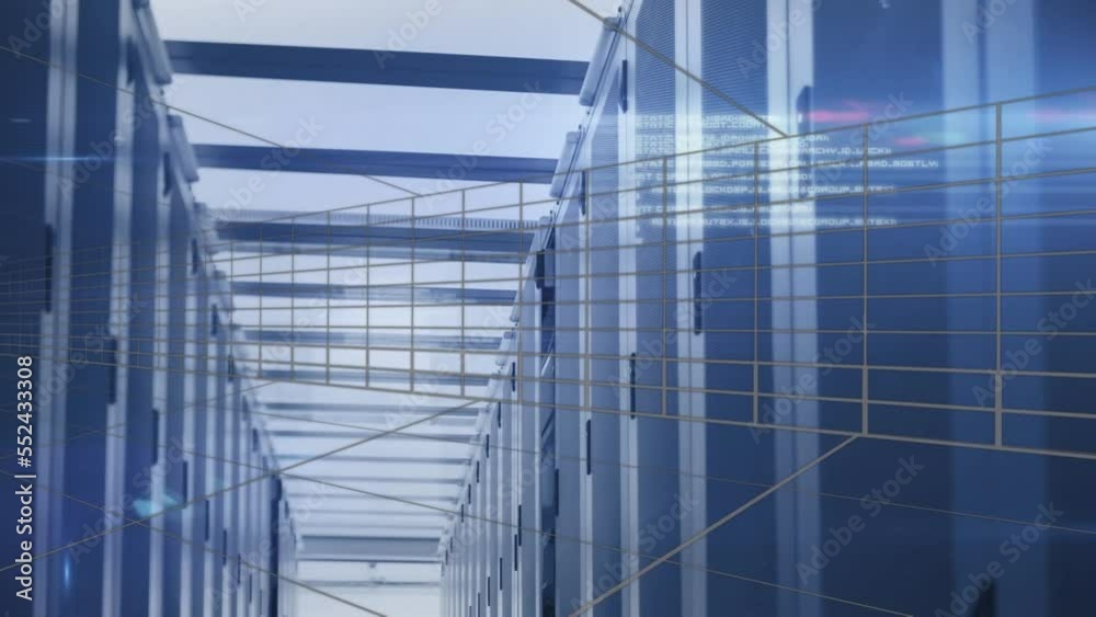 Animation of data processing over server room