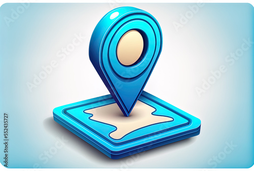 Wallpaper Mural On a white street address backdrop with point direction discovery tracking, an isolated blue location icon marker or route gps position navigator sign is displayed. Generative AI Torontodigital.ca