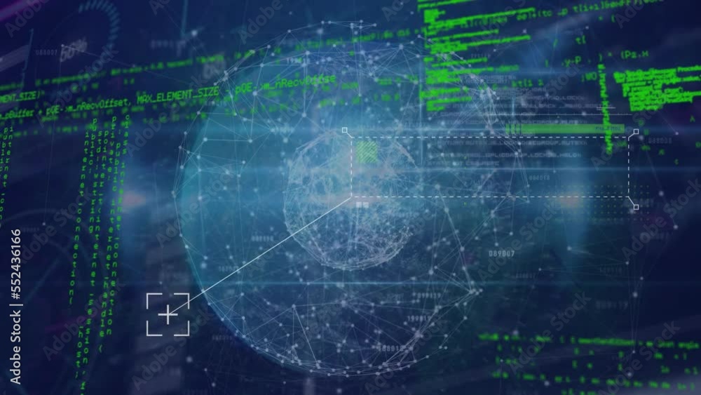 Animation of data processing over globe Animation of data processing over globe