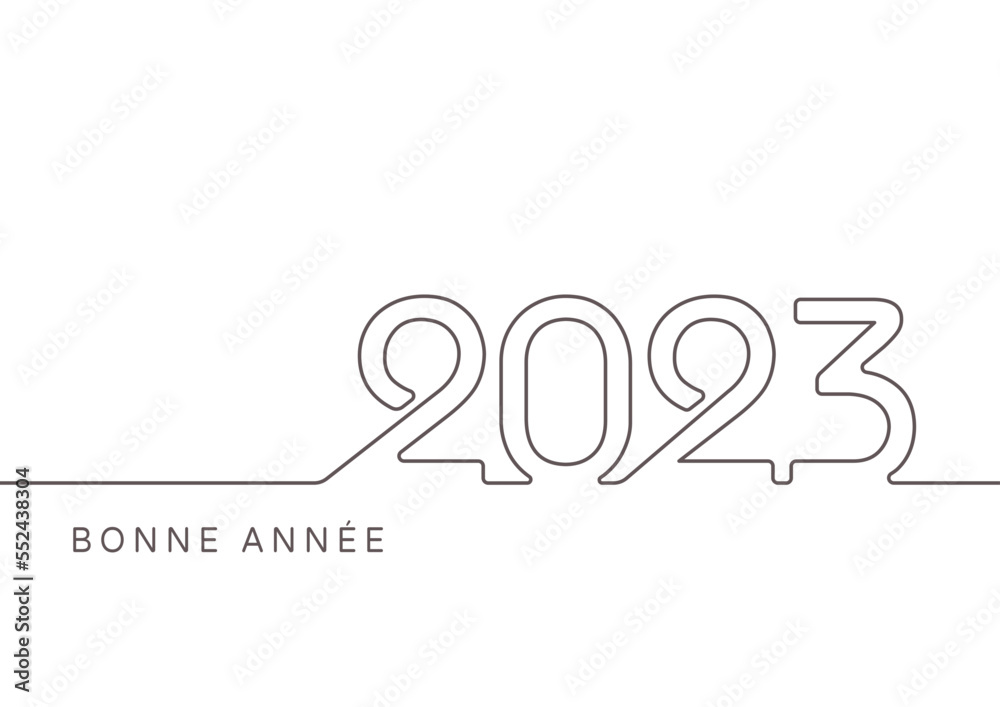 French lettering Bonne Année. Happy New Year 2023. Vector illustration