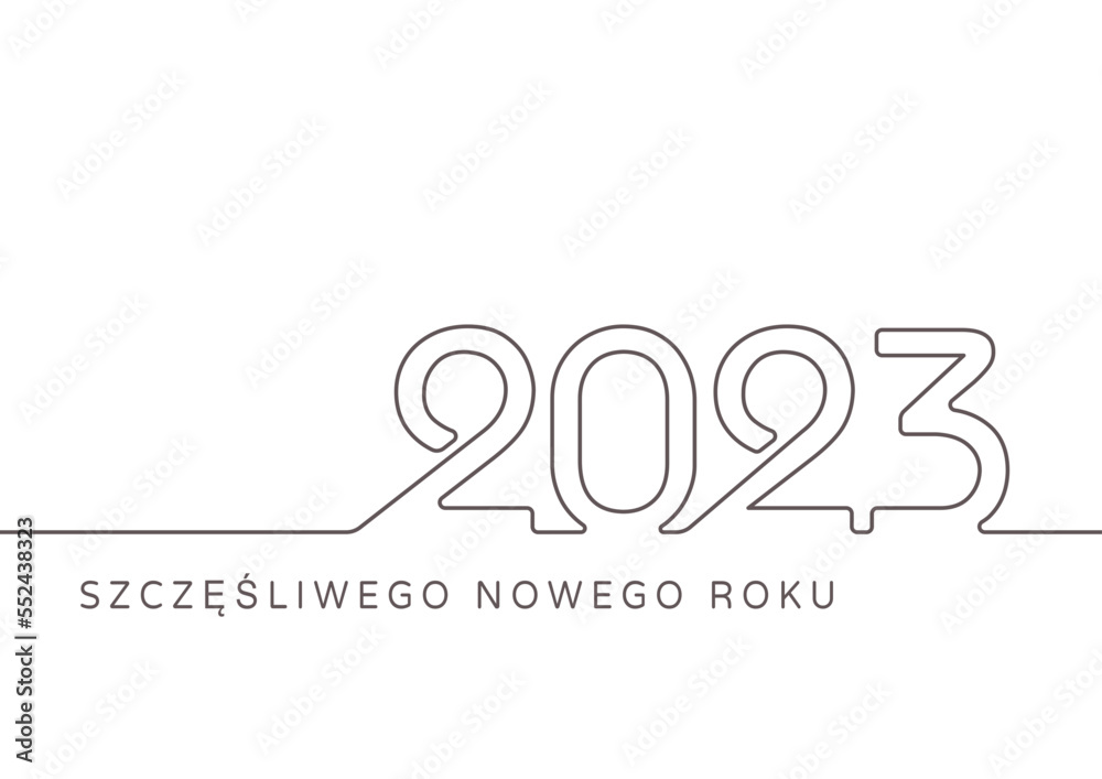 Szczęśliwego nowego roku 2023. Ilustracja wektorowa - obrazy, fototapety, plakaty 
