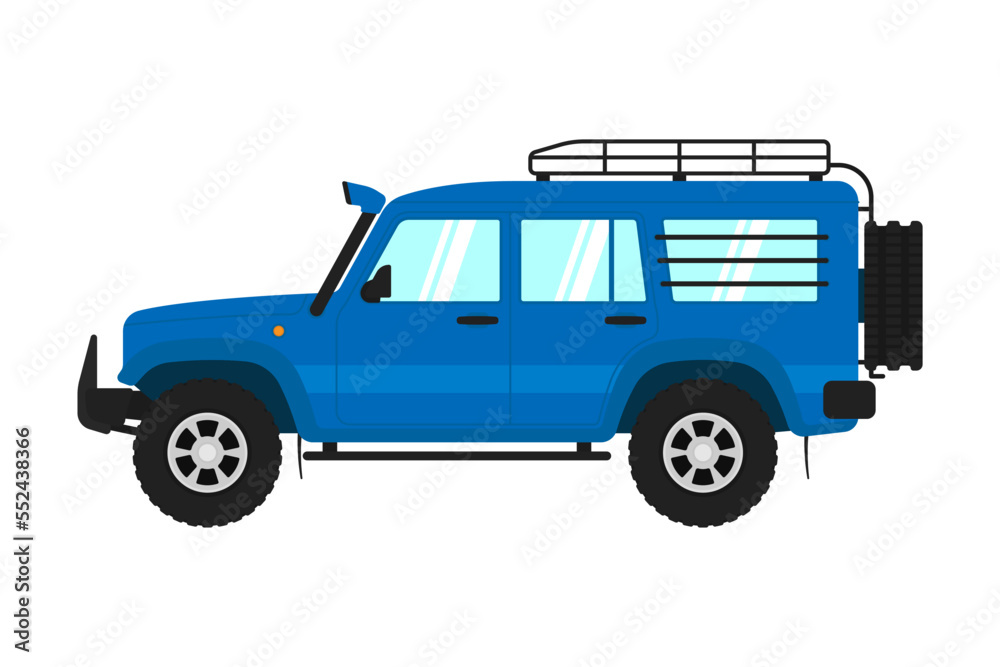 Expedition SUV icon. Off-road vehicle. Expedition, travel, adventure. Color silhouette. Side view. Vector simple flat graphic illustration. Isolated object on a white background. Isolate.