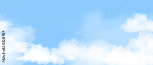 Seamless Blue Sky with altostratus clouds background,Vector cartoon wide horizon pattern of Nature Sky with cirrus clouds,Concept all seasonal banner in sunny day spring and summer in the morning