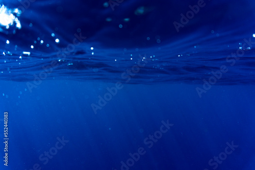 The blue ocean from just unterneath the surface