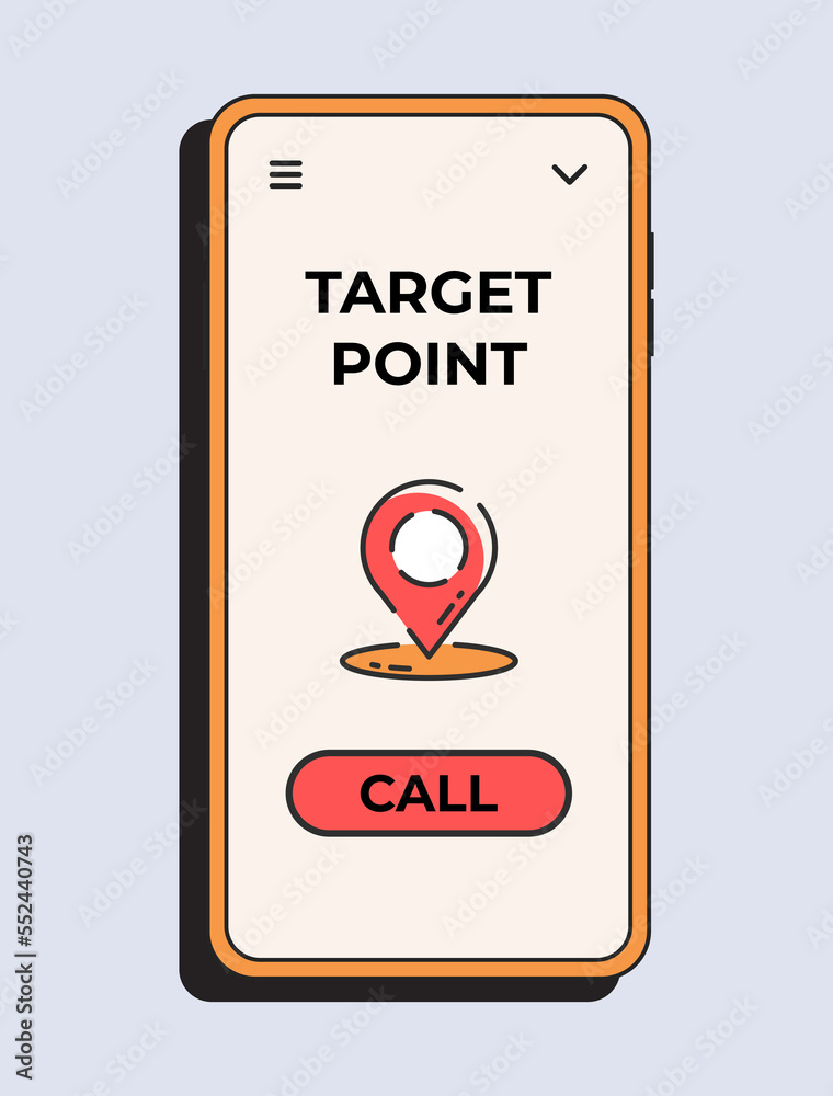 Naklejka premium Target point app. Navigation application for mobile. Vector illustration