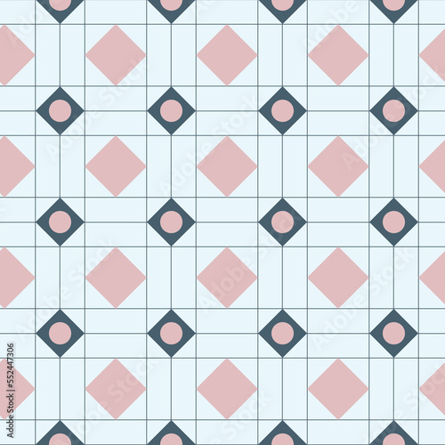 Seamless pink and blue grid lines abstract geometrical symmetrical pattern
