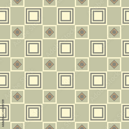 Seamless abstract greenish grid modern geometrical symmetrical pattern