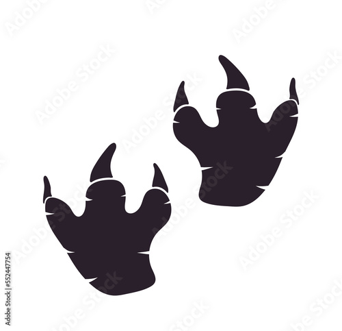 Silhoutte Parasaurolophus dinosaur footprint vector. Paleontology, history vintage. Paleontology dinosaur traces illustration.