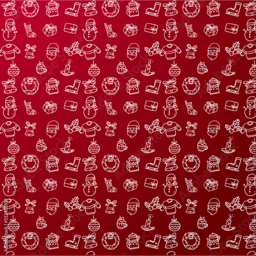 Motif Noël, le Père Noël rit. Texture harmonieuse pour le design de Noël. Image vectorielle arrière-plan