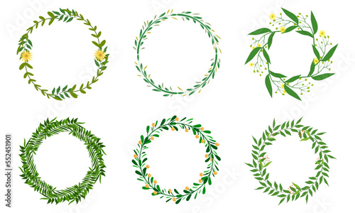 Collection of circular green wreaths