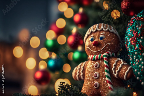 illustration of ginger bread with bokeh light as background