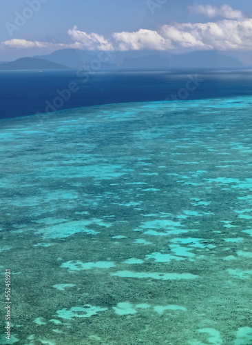 Airview of shallow water-covered Batt Reef on the Great Barrier Reef. Queensland-Australia-330